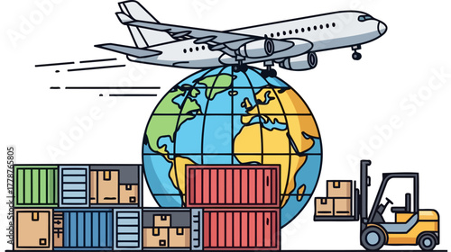 worldwide transit connecting markets and consumers through seamless global shipments, isolated on transparent background