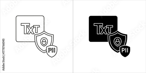 Txt file icon with shield and person symbol, representing data privacy and security