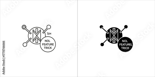 Two icons representing a feature trick, one in outline and one in solid black