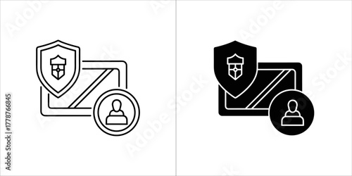 Email security and privacy icon with shield and user symbol