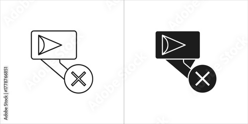 Video play button with cancel icon