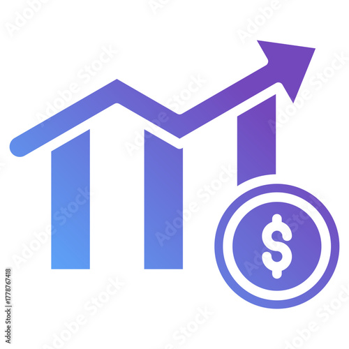 Gradient Glyph Profit Icon Representing Revenue Growth and Financial Success