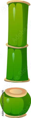 Forest bamboo piece font punctuation exclamation mark. Garden plant kids ABC typeset sign, forest bamboo isolated cartoon vector type punctuation mark. Asian forest tree branch typeface element