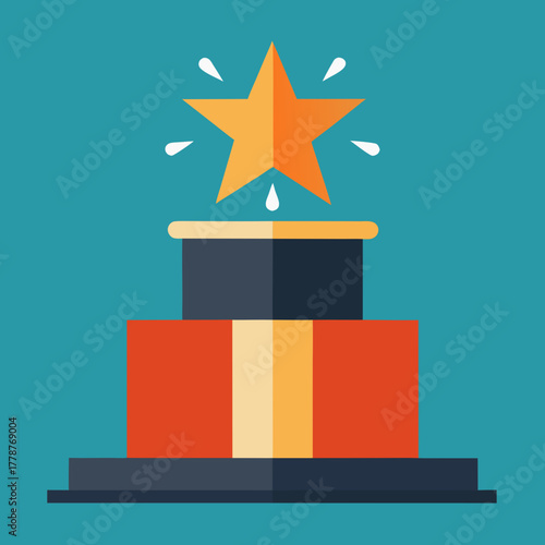 Leadership excellence icon podium with star vector illustration 
