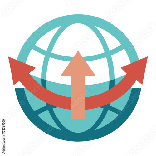 Market expansion icon globe with arrows outward vector illustration 