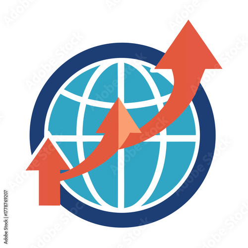 Market expansion icon globe with arrows outward vector illustration 