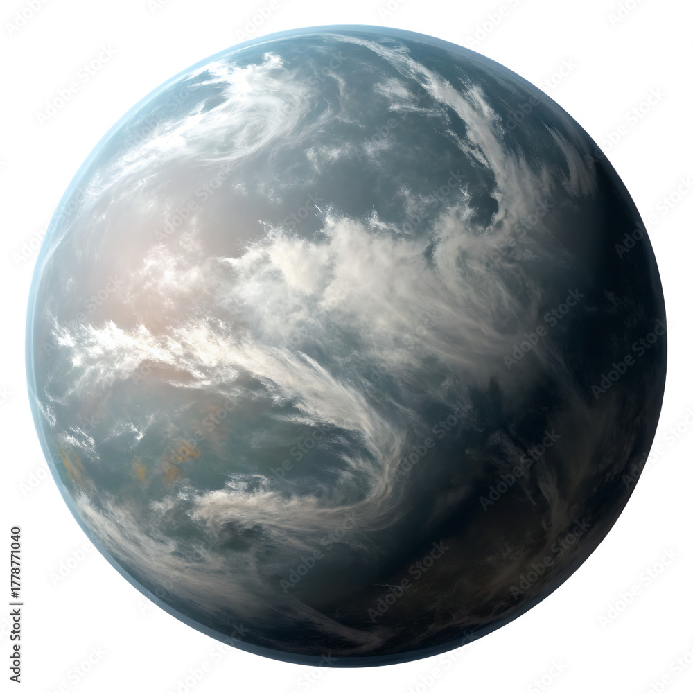 Naklejka premium Cloudy fantasy planet isolated on a transparent background png