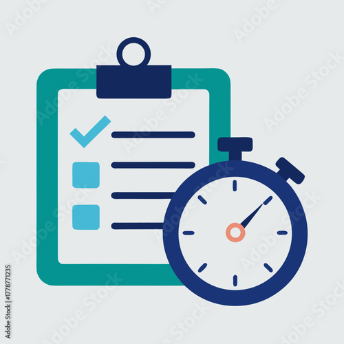 Productivity icon stopwatch checklist combined vector illustration 