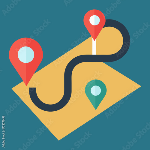 Roadmap icon zig zag path with waypoint markers vector illustration 