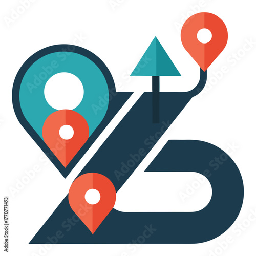 Roadmap icon zig zag path with waypoint markers vector illustration 