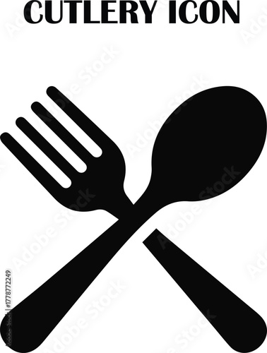 Minimalist cutlery icon vector — fork, knife, and spoon symbol for restaurant, food, or kitchen design