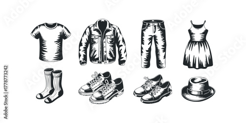 Collection of basic clothing items