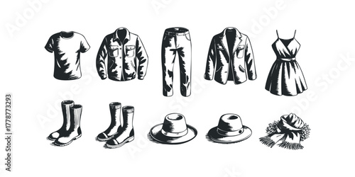 Collection of Hand-Drawn Apparel and Accessories