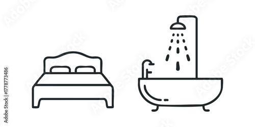 Bed and Bathtub Icons