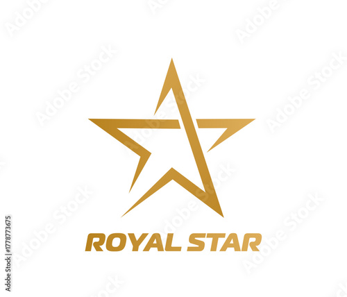 Royal golden star geometric icon or sign. Company identity geometric emblem, brand star luxury vector icon. Business success abstract sign or sport team leadership award graphic symbol