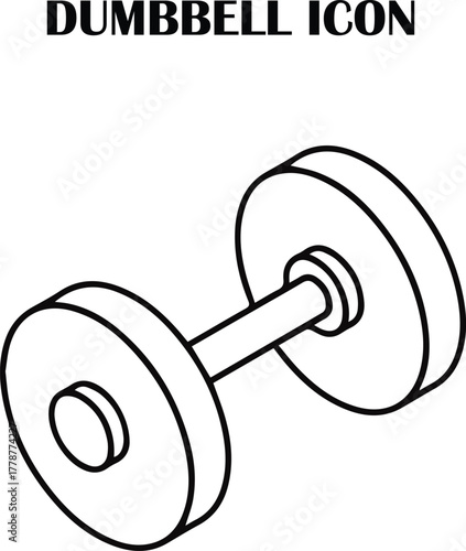 Minimal dumbbell icon vector — fitness, gym, workout, and exercise symbol design