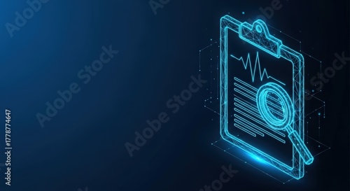 Digital medical report with heartbeat graph on clipboard