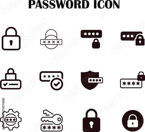 Secure password icon vector illustration, login protection, and cybersecurity concept design