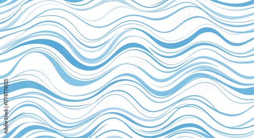 A repeating pattern of light and dark blue wavy lines against a white background