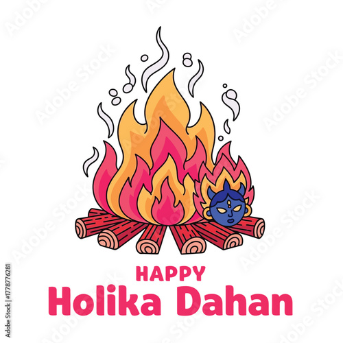 Joyful Holika Dahan Celebration with Bonfire and Festive People