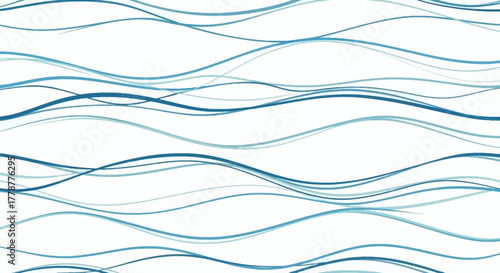 A white background with multiple horizontal wavy blue lines of varying thickness and shade