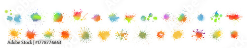 Colorful pastel watercolor splashes, paint blot. Hand drawn. Not AI, vector illustration.