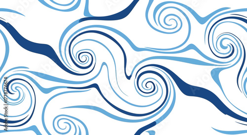 Abstract swirling pattern with blue lines on a white background