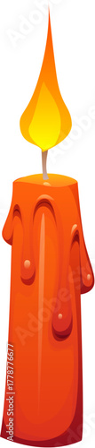Day of the Dead holiday, Dia De Los Muertos flaming candle. Mexican holiday and funeral attribute, Day of the Dead festival vector object. Mexico carnival candle with burning flame and melting wax