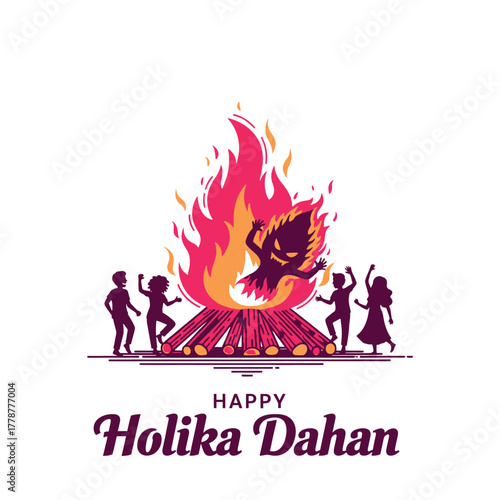 Joyful Holika Dahan Celebration with Bonfire and Festive People