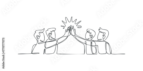 Group of people giving high fives celebrating success