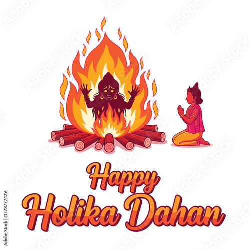 Joyful Holika Dahan Celebration with Bonfire and Festive People