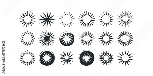 Black Ink Sunburst Graphic Collection