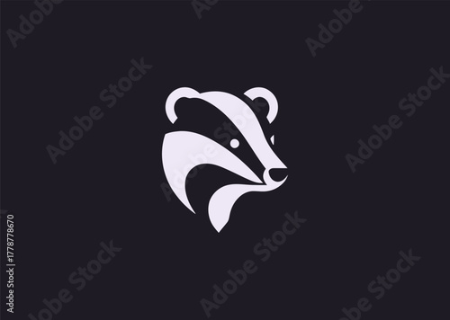 A minimalist badger logo in elegant line art, symbolizing determination and courage, designed with clean flowing strokes in a balanced geometric vector style