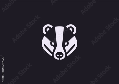 A minimalist badger logo in elegant line art, symbolizing determination and courage, designed with clean flowing strokes in a balanced geometric vector style