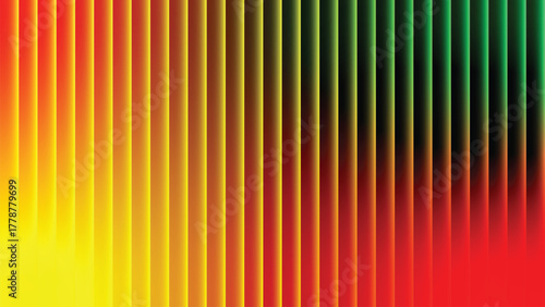 Abstract colorful background with  black stripes, bright colorful RGB gradient. Ribbed abstract color gradation texture, sphere noise effect. Corrugated background with luminous ridges.