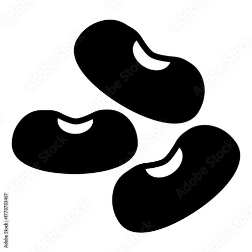 Beans solid icon, spring season concept. Vector graphics. Three beans plant, vegetable sign on white background, style icon mobile or web design.