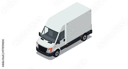 Isometric delivery truck on white background for logistic and transport design