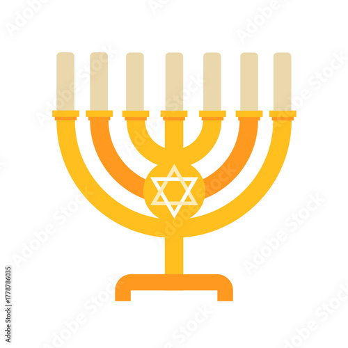 Golden menorah with the Star of David, a symbol of Judaism - vector icon