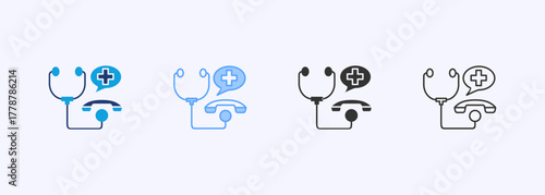 Medical Hotline Icon Set Multiple Style Collection