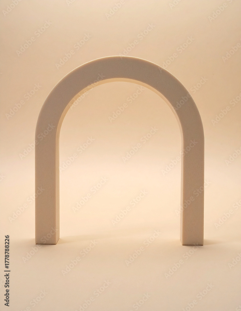 Fototapeta premium Minimalist arch sculpture against a neutral background.