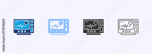 Ecg Monitor Icon Set Multiple Style Collection