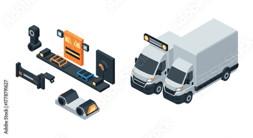 Isometric delivery vehicles and equipment set for efficient logistics