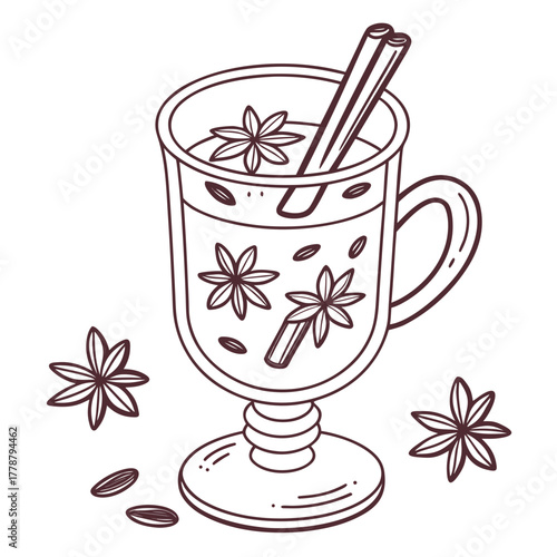 Mulled wine with cinnamon and star anise