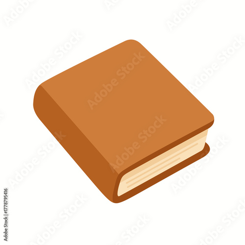 Closed brown book isometric view