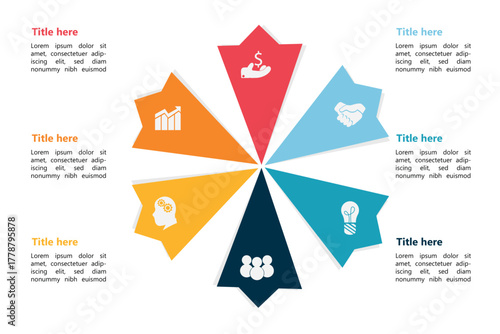 Colorful circular triangle infographic diagram for business presentation, teamwork, planning, and creative idea concept, perfect for data visualization and corporate report design.