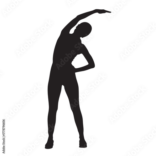 Stretching Exercise Silhouette, Isolated on White Background