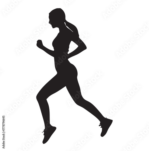Running Woman Silhouette, Isolated Vector Illustration.