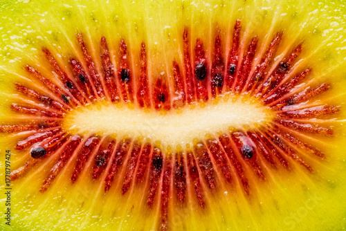 Macro shot of red kiwi fruit.