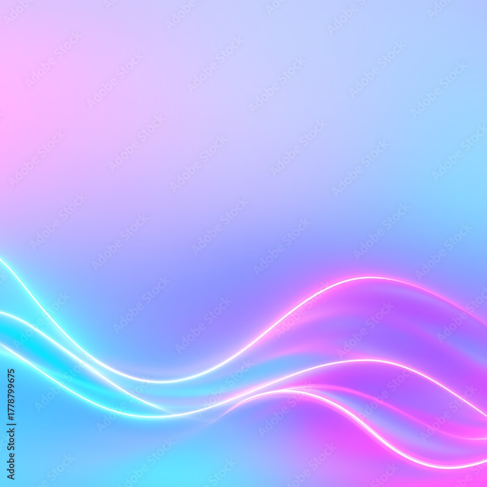 Obraz premium Neon Wave Gradient Background with Flowing Light Lines