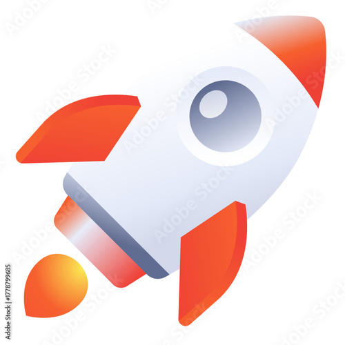 3D Rocket launch icon